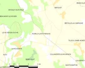 Mapa obce Romilly-la-Puthenaye