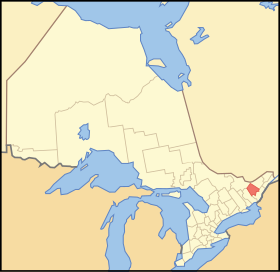 拉纳克县在安大略省的位置