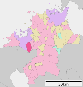 Situering van Nakagawa in de prefectuur Fukuoka