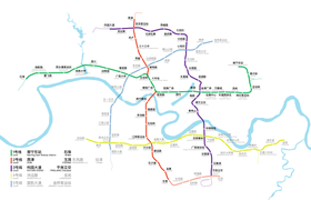 Carte du réseau et de la ligne (la ligne 5 est en bleu pâle).