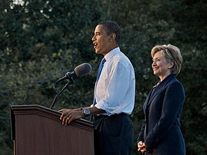 English: Obama-Clinton rally in Orlando. Barac...