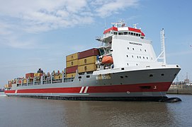 De 1700 teu Rijnborg in de haven van Antwerpen