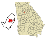 Rockdale County Georgia Incorporated and Unincorporated areas Conyers Highlighted.svg
