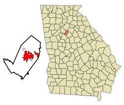 Location in Rockdale County and the state of جارجیا (امریکی ریاست)