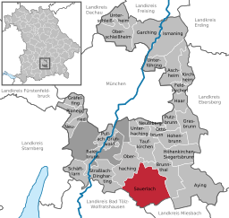 Läget för Sauerlach i Landkreis München