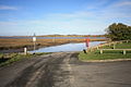 Boats are launched into the final few yards of Hillylaid Pool at Wyre Estuary Country Park