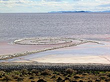 Person standing in the middle of Spiral Jetty, viewed from the shore Spiraljetty.jpg