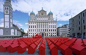 Tradition-Region-Vision, 300 Modellhäuser vor dem Rathaus 1999 (Augsburg)