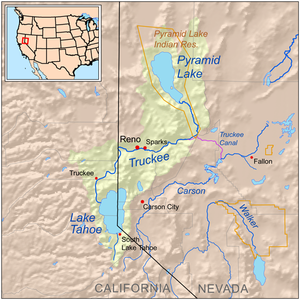 Map showing the Truckee River drainage basin.