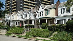 Tudor-inspired homes on Sherwood Rd, Belmont Village