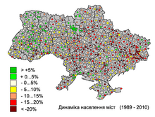 Population change of urban settlements, 1989-2010 Ukraine City's Population Dynamics.PNG