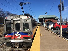Warminster station, which serves as the terminus of SEPTA's Warminster Line Warminster PA SEPTA station February 2018.jpg