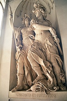 Constance and Fortitude in Vienna. Early modern statues with classical iconography. Wien Hofburg Constantia et Fortitudine.jpg