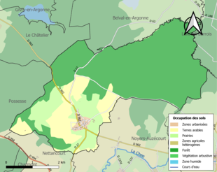 Carte en couleurs présentant l'occupation des sols.