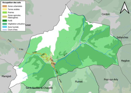 Carte en couleurs présentant l'occupation des sols.