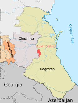 Location of Aukh District in the Republic of Dagestan