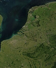 Satellite photo of the Benelux, 2005 Benelux Low Countries Terra MODIS Satellite Image 2005.jpg