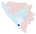 Collocatio finium municipii in Bosnia et Herzegovina et in Foederatione Bosniae et Herzegovinae.