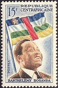 ברתלמי בוגנדה, על בול של הדואר המרכז אפריקאי משנת 1959