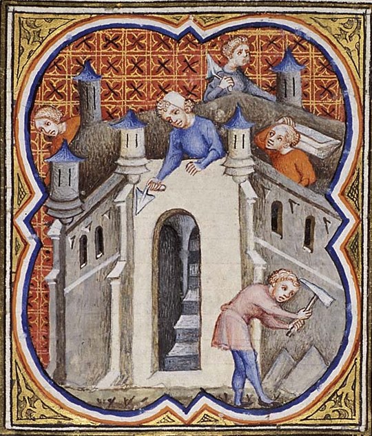 "Costruzione del Tempio di Salomone", miniature del 1450