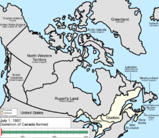 When Canada was formed in 1867 its provinces were a relatively narrow strip in the southeast, with vast territories in the interior. It grew by adding British Columbia in 1871, P.E.I. in 1873, the British Arctic Islands in 1880, and Newfoundland in 1949,  Its provinces grew both in size and number at the expense of its territories.