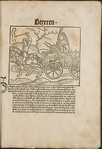 man in cart pulled by horses