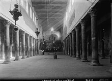 Interior of the basilica in the 1930s Church of the Nativity, Bethlehem, Palestine 04155u original.jpg