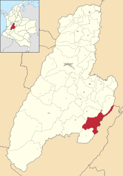 Location of the municipality and town of Dolores, Tolima in the Tolima Department of Colombia.