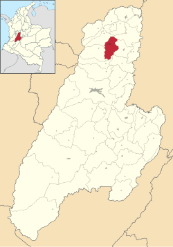 Vị trí của khu tự quản Líbano trong tỉnh Tolima