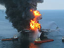 Deepwater Horizon after the explosion.