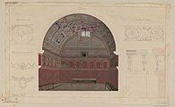La salle des thermes de Pompéi, dessin de Prosper Morey, vers 1832-1837.