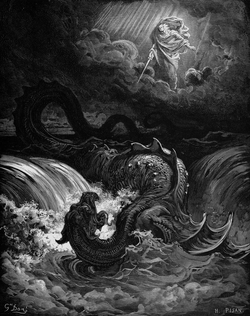 "Destruction of Leviathan". 1865 engraving by Gustave Doré.