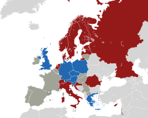 A coloured map of the countries of Europe