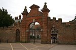 Screen wall, gateway and north pavilions to west of Forty Hall