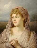 Blonde Frau mit Seidenschleier - Blonde young girl wiyth a veil.