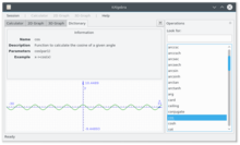 Cosine function in the Dictionary view. Kalgebra-dictionary-window.png