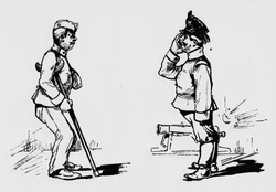 Kanonýr Jabůrek a Frajtr Kalina (kresba z roku 1895)