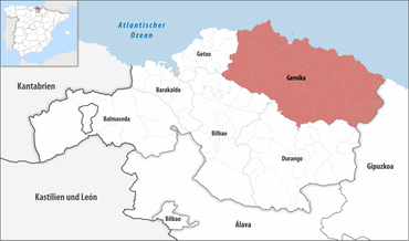 Die Lage des Gerichtsbezirk Gernika in der Provinz Bizkaia