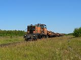 ТУ6А-3809 с грузовым поездом на 4-м километре линии