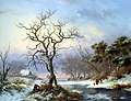 Verzamelaars van takkenbossen in een winterlandschap 1853