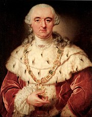 Kurfürst Karl Theodor (hier ein Porträt aus dem Jahr 1763) verbot den Orden in mehreren Edikten 1784/85