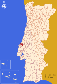 Caldas da Rainha belediyesini gösteren Portekiz haritası