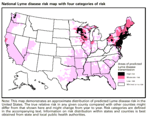 English: National Lyme disease risk map with 4...