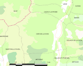 Mapa obce Cier-de-Luchon