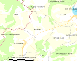 Mapa obce Aincreville