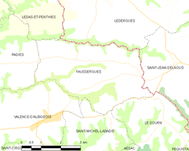 Mapa obce Faussergues