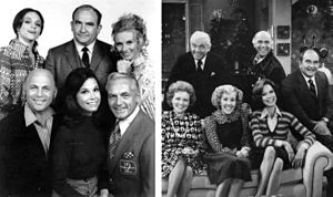 First season cast: (left top) Harper, Asner, L...