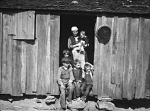 Photo of sharecropper family in Walker County, Alabama, circa 1937 Mrs. Handley and some of her children, Walker County, Alabama, 8b35778.jpg