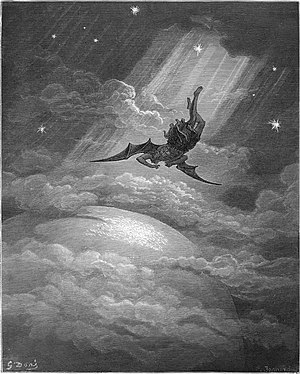 The fall of Lucifer, Gustave Dor's illustration for the Paradise Lost by John Milton.