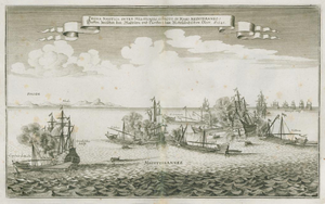 Pugna Nautica inter Melitenses, et Turcos, in Mari Mediteraneo (1707, оригинал) .png
